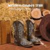 imageCowboy Boots for Girls Boys Kids Cowgirl Riding Boots Square Toe Western Embroidery MidCalf Birthday Party Toddler Big KidDark Brown
