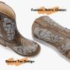 imageCowboy Boots for Girls Boys Kids Cowgirl Riding Boots Square Toe Western Embroidery MidCalf Birthday Party Toddler Big KidDark Brown