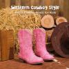 imageCowboy Boots for Girls Boys Kids Cowgirl Riding Boots Square Toe Western Embroidery MidCalf Birthday Party Toddler Big KidPink