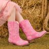 imageCowboy Boots for Girls Boys Kids Cowgirl Riding Boots Square Toe Western Embroidery MidCalf Birthday Party Toddler Big KidPink