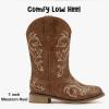 imageCowboy Boots for Girls Boys Kids Cowgirl Riding Boots Square Toe Western Embroidery MidCalf Birthday Party Toddler Big KidVintage Brown