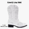 imageCowboy Boots for Girls Boys Kids Cowgirl Riding Boots Square Toe Western Embroidery MidCalf Birthday Party Toddler Big KidWhite