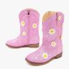 imageFloral Embroidered Girls Cowgirl Boots Western Cowboy Boots For Toddler To Big Kids Square Toe Mid Calf Side Zipper Horse Riding BirthdayDaisy Pink
