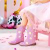 imageFloral Embroidered Girls Cowgirl Boots Western Cowboy Boots For Toddler To Big Kids Square Toe Mid Calf Side Zipper Horse Riding BirthdayDaisy Pink