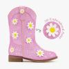 imageFloral Embroidered Girls Cowgirl Boots Western Cowboy Boots For Toddler To Big Kids Square Toe Mid Calf Side Zipper Horse Riding BirthdayDaisy Pink
