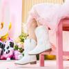 imageFloral Embroidered Girls Cowgirl Boots Western Cowboy Boots For Toddler To Big Kids Square Toe Mid Calf Side Zipper Horse Riding BirthdayPearl White