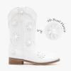 imageFloral Embroidered Girls Cowgirl Boots Western Cowboy Boots For Toddler To Big Kids Square Toe Mid Calf Side Zipper Horse Riding BirthdayPearl White