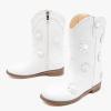 imageFloral Embroidered Girls Cowgirl Boots Western Cowboy Boots For Toddler To Big Kids Square Toe Mid Calf Side Zipper Horse Riding BirthdayPearl White