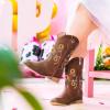 imageFloral Embroidered Girls Cowgirl Boots Western Cowboy Boots For Toddler To Big Kids Square Toe Mid Calf Side Zipper Horse Riding BirthdaySf Brown