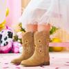 imageFloral Embroidered Girls Cowgirl Boots Western Cowboy Boots For Toddler To Big Kids Square Toe Mid Calf Side Zipper Horse Riding BirthdaySf Light Brown