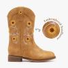 imageFloral Embroidered Girls Cowgirl Boots Western Cowboy Boots For Toddler To Big Kids Square Toe Mid Calf Side Zipper Horse Riding BirthdaySf Light Brown