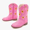 imageFloral Embroidered Girls Cowgirl Boots Western Cowboy Boots For Toddler To Big Kids Square Toe Mid Calf Side Zipper Horse Riding BirthdaySf Rose Pink