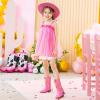 imageFloral Embroidered Girls Cowgirl Boots Western Cowboy Boots For Toddler To Big Kids Square Toe Mid Calf Side Zipper Horse Riding BirthdaySf Rose Pink