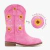 imageFloral Embroidered Girls Cowgirl Boots Western Cowboy Boots For Toddler To Big Kids Square Toe Mid Calf Side Zipper Horse Riding BirthdaySf Rose Pink