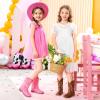 imageFloral Embroidered Girls Cowgirl Boots Western Cowboy Boots For Toddler To Big Kids Square Toe Mid Calf Side Zipper Horse Riding BirthdaySf Rose Pink