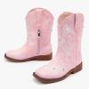 imageGirls Cowboy Boots Classic Western Floral Embroidery Sparkly Rhinestone Little Big Kids Cowgirl Boots Side Zipper Mid Calf Square Toe Toddler Girls Boot Riding Concert Party Wedding HalloweenLight Pink