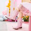 imageGirls Cowboy Boots Classic Western Floral Embroidery Sparkly Rhinestone Little Big Kids Cowgirl Boots Side Zipper Mid Calf Square Toe Toddler Girls Boot Riding Concert Party Wedding HalloweenLight Pink