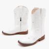 imageGirls Cowboy Boots Classic Western Floral Embroidery Sparkly Rhinestone Little Big Kids Cowgirl Boots Side Zipper Mid Calf Square Toe Toddler Girls Boot Riding Concert Party Wedding HalloweenWhite