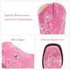 imageGirls Cowboy Boots Classic Western Floral Embroidery Sparkly Rhinestone Little Big Kids Cowgirl Boots Side Zipper Mid Calf Square Toe Toddler Girls Boot Riding Concert Party Wedding HalloweenRose Pink