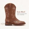 imageGirls Cowboy Boots Classic Western Floral Embroidery Sparkly Rhinestone Little Big Kids Cowgirl Boots Side Zipper Mid Calf Square Toe Toddler Girls Boot Riding Concert Party Wedding HalloweenBrown