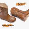 imageGirls Cowgirl Boot Glitter Kids Cowboy Boots Western BoysCowboy Mid Calf Square Toe Toddler Little KidBig Kid Party Birthday Riding ShoesBrown