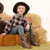 imageGirls Cowgirl Boot Glitter Kids Cowboy Boots Western BoysCowboy Mid Calf Square Toe Toddler Little KidBig Kid Party Birthday Riding ShoesDark Brown Pink