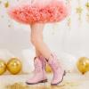 imageGirls Cowgirl Boot Glitter Kids Cowboy Boots Western BoysCowboy Mid Calf Square Toe Toddler Little KidBig Kid Party Birthday Riding ShoesLight Pink