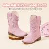 imageGirls Cowgirl Boot Glitter Kids Cowboy Boots Western BoysCowboy Mid Calf Square Toe Toddler Little KidBig Kid Party Birthday Riding ShoesLight Pink