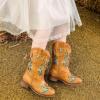 imageGirls Cowgirl Boot Glitter Kids Cowboy Boots Western BoysCowboy Mid Calf Square Toe Toddler Little KidBig Kid Party Birthday Riding ShoesTan Blue