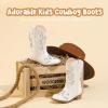 imageGirls Cowgirl Boot Glitter Kids Cowboy Boots Western BoysCowboy Mid Calf Square Toe Toddler Little KidBig Kid Party Birthday Riding ShoesWhite Silver