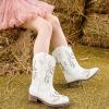 imageGirls Cowgirl Boot Glitter Kids Cowboy Boots Western BoysCowboy Mid Calf Square Toe Toddler Little KidBig Kid Party Birthday Riding ShoesWhite Silver