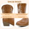 imageSparkly Rhinestone Cowgirl Boots Toddler to Big Kids Mid Calf Zipper Low Heel Pointed Toes Party Birthday Dress UpBrown
