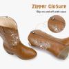 imageSparkly Rhinestone Cowgirl Boots Toddler to Big Kids Mid Calf Zipper Low Heel Pointed Toes Party Birthday Dress UpBrown