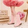imageSparkly Rhinestone Cowgirl Boots Toddler to Big Kids Mid Calf Zipper Low Heel Pointed Toes Party Birthday Dress UpClassic Pink