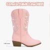 imageSparkly Rhinestone Cowgirl Boots Toddler to Big Kids Mid Calf Zipper Low Heel Pointed Toes Party Birthday Dress UpClassic Pink