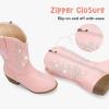 imageSparkly Rhinestone Cowgirl Boots Toddler to Big Kids Mid Calf Zipper Low Heel Pointed Toes Party Birthday Dress UpClassic Pink