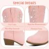 imageSparkly Rhinestone Cowgirl Boots Toddler to Big Kids Mid Calf Zipper Low Heel Pointed Toes Party Birthday Dress UpClassic Pink