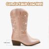 imageSparkly Rhinestone Cowgirl Boots Toddler to Big Kids Mid Calf Zipper Low Heel Pointed Toes Party Birthday Dress UpPu Champagne