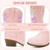 imageSparkly Rhinestone Cowgirl Boots Toddler to Big Kids Mid Calf Zipper Low Heel Pointed Toes Party Birthday Dress UpPu Pink