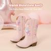 imageSparkly Rhinestone Cowgirl Boots Toddler to Big Kids Mid Calf Zipper Low Heel Pointed Toes Party Birthday Dress UpPu Pink