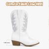 imageSparkly Rhinestone Cowgirl Boots Toddler to Big Kids Mid Calf Zipper Low Heel Pointed Toes Party Birthday Dress UpPu White