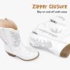 imageSparkly Rhinestone Cowgirl Boots Toddler to Big Kids Mid Calf Zipper Low Heel Pointed Toes Party Birthday Dress UpPu White