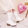 imageSparkly Rhinestone Cowgirl Boots Toddler to Big Kids Mid Calf Zipper Low Heel Pointed Toes Party Birthday Dress UpPu White