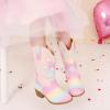 imageSparkly Rhinestone Cowgirl Boots Toddler to Big Kids Mid Calf Zipper Low Heel Pointed Toes Party Birthday Dress UpRainbow Pink