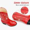 imageSparkly Rhinestone Cowgirl Boots Toddler to Big Kids Mid Calf Zipper Low Heel Pointed Toes Party Birthday Dress UpRed