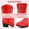 imageSparkly Rhinestone Cowgirl Boots Toddler to Big Kids Mid Calf Zipper Low Heel Pointed Toes Party Birthday Dress UpRed