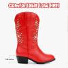 imageSparkly Rhinestone Cowgirl Boots Toddler to Big Kids Mid Calf Zipper Low Heel Pointed Toes Party Birthday Dress UpRed