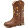 imageFloral Embroidered Girls Cowgirl Boots Western Cowboy Boots For Toddler To Big Kids Square Toe Mid Calf Side Zipper Horse Riding BirthdaySf Brown