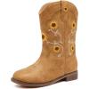 imageFloral Embroidered Girls Cowgirl Boots Western Cowboy Boots For Toddler To Big Kids Square Toe Mid Calf Side Zipper Horse Riding BirthdaySf Light Brown