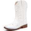 imageGirls Cowboy Boots Classic Western Floral Embroidery Sparkly Rhinestone Little Big Kids Cowgirl Boots Side Zipper Mid Calf Square Toe Toddler Girls Boot Riding Concert Party Wedding HalloweenWhite